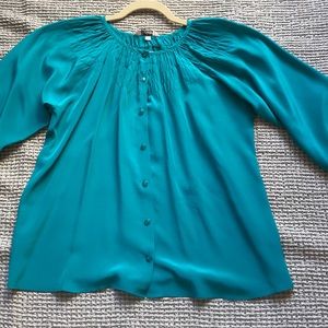 Tucker teal classic silk blouse